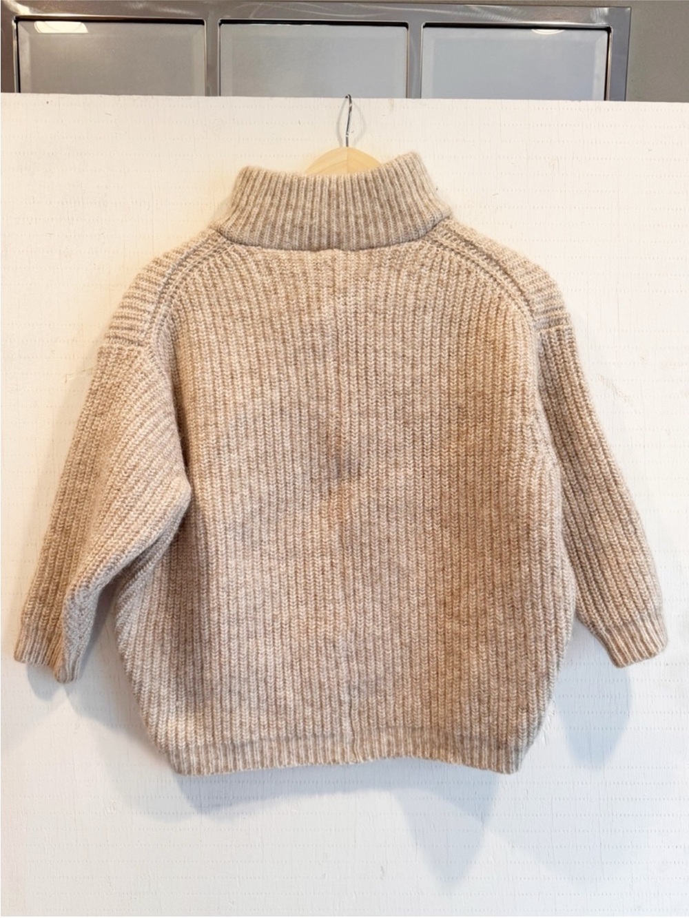 Hatch Cream Chunky Ribbed Button-Neck Sweater - Picture 3 of 6